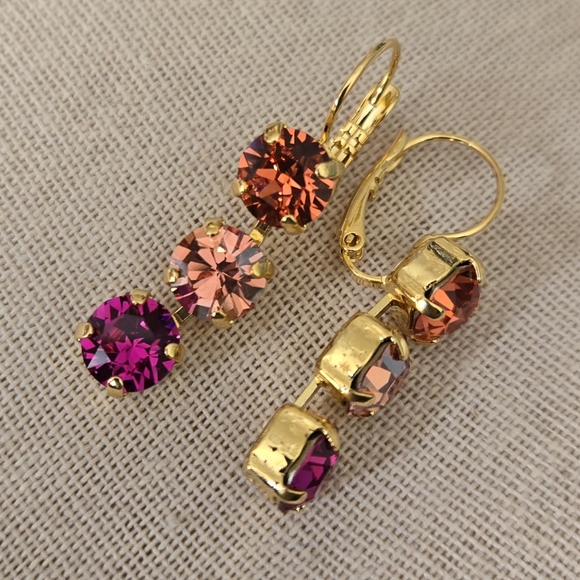 Austrian Crystal Earrings in Gold Plate - Picture 3 of 10